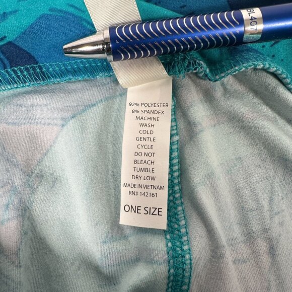 LuLaRoe Women's One Size Blue Turquoise Patterned Leggings OS Circles Soft - Picture 4 of 5